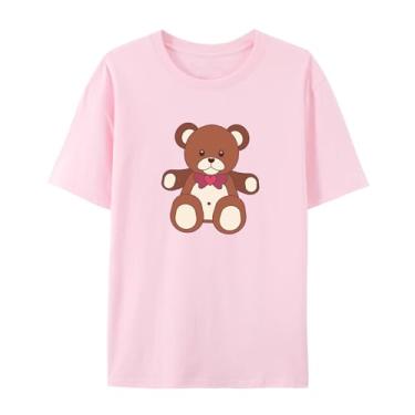 Imagem de Camiseta Love Graphics para homens e mulheres Urso Funny Graphic Shirt for Friends Love, rosa, 4G