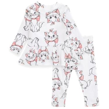 Imagem de Disney Camiseta e calça Minnie Mouse Ursinho Pooh Os Aristogatos Lilo & Stitch Peplum de recém-nascido para criança grande, Branco, Marie, 24 Months