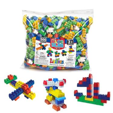 Imagem de Blocos de Montar 500 Peças Brinquedo Infantil Didatico Bloquinhos de Encaixar Monta Monta Educativo