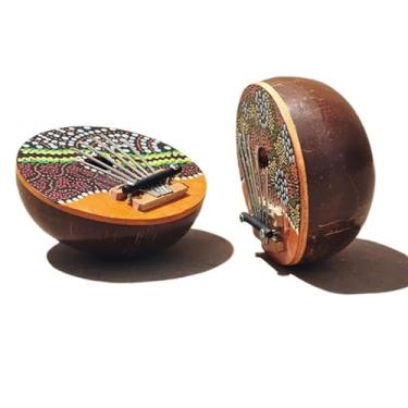 Imagem de Piano de polegar, instrumento kalimba, 7 teclas kalimba design concha de coco instrumentos musicais de piano portátil para iniciantes