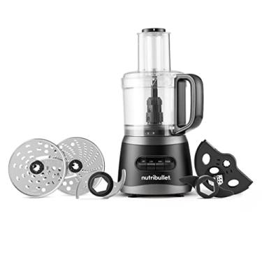 Imagem de nutribullet Processador de alimentos NBP50100 450 Watts com capacidade de 7 xícaras e fatias de aço inoxidável, desfiar, cortar e massa, preto