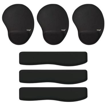 Imagem de Kit 03x MousePad + Apoio Pulso p/ Teclado Ergonômico Preto - Reflex