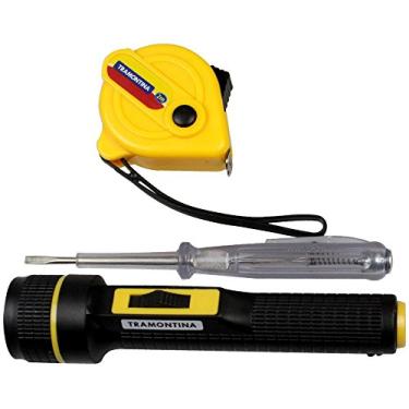 Imagem de Tramontina 43408133, Kit de Ferramentas 3 Peças, com 1 Trena 1 Chave de Teste 1 Lanterna, Uso Domestico
