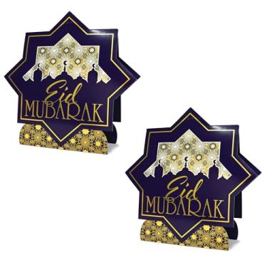 Imagem de Beistle Papel Cartão Foil Cardstock com peças centrais do Ramadã 2 peças decoração de mesa tridimensional, 28 x 28 cm, roxo/dourado/branco