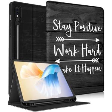 Imagem de Wazzasoft Capa para Samsung Galaxy Tab S8/Tab S7 11 polegadas feminina meninas crianças meninos homens capa fólio com suporte de lápis fofo Kawaii design exclusivo citações capas de tablet para