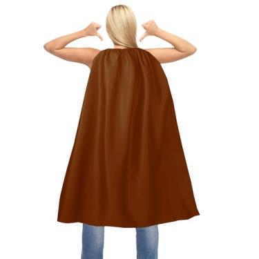 Imagem de Capa e máscara de super-herói adulto para homem e mulher - capas de vampiro de Halloween capas de festa de super-herói prata cinza, Marrom, Adult