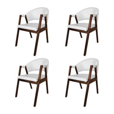 Imagem de Kit 4 Cadeiras De Jantar Madeira Maciça Mel Premium Helen Facto Branco