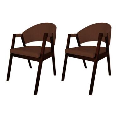 Imagem de Kit 2 Cadeiras De Jantar Madeira Maciça Castanho Premium Helen Facto W