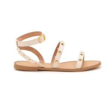 Imagem de Sandália Feminina Rasteira Com Tachas Fivela Moderna Verão-Feminino