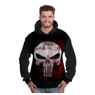 Imagem de Blusa de Moletom The Punisher Justiceiro Caveira Blood Sangue - Di Nue