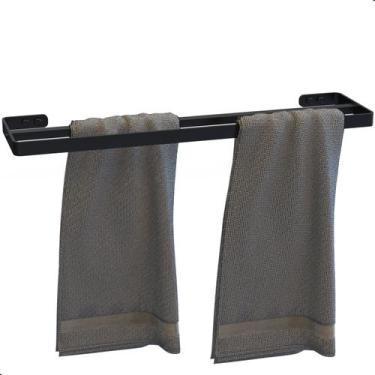 Imagem de Porta Toalha Duplo Toalheiro Suporte Banheiro Preto Max - STEELDECOR