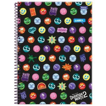 Imagem de Caderno Divertidamente 2 Disney Espiral 10 Matérias Escolar, Preto/Bol
