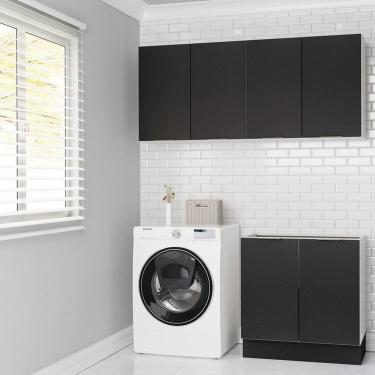 Imagem de Lavanderia Modulada 3 Peças sem Tampo com Rodapé Ipanema Cabecasa Madeiramadeira Grafite Trama