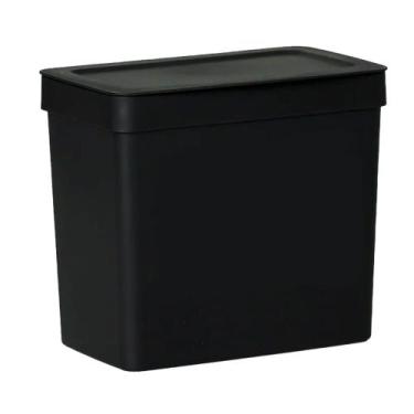 Imagem de Lixeira 5 L Com Tampa Cozinha Pia Bancada - Paramount Plasticos, Preto