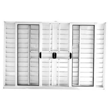 Imagem de Veneziana 6 Folhas Com Grade L18 - Prover Esquadrias, 120x120, Branco