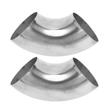 Imagem de Motoforti 2 peças 90 graus curva mandril cotovelo carro modificado tubo de escape tubulação tubulação 6.3 cm espessura OD 1,2 mm/18GA 63x155x1,2 mm 201 aço inoxidável 2 peças