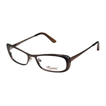 Imagem de Óculos femininos Thalia Canela/femininos olho de gato aro completo flexíveis dobradiças deslumbrantes moderno orçamento óculos de sol, Marrom, 52-17-133