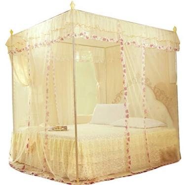 Imagem de Dossel de Cama de Rede Mosquiteira, Dossel de Rede Mosquiteira Estilo Princesa Com 3 Aberturas Laterais, para Decoração de Quarto Feminino (120 * 200 * 200)