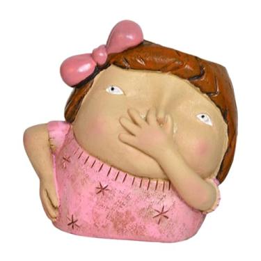 Imagem de Gralara Vaso de flores, ornamento para vaso de plantas, arte moderna única, estatueta de suporte de nariz, vaso decorativo de resina para, mesa de, Garota