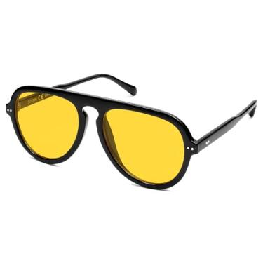 Imagem de SOJOS Óculos de sol aviador retrô feminino masculino vintage armação de plástico lentes de sol para mujer SJ2255, Laranja, Medium