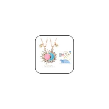 Imagem de IQIC Colares combinando sol e lua ouro BFF para 2 melhores amigos colares com pingente de amizade bidirecional joia para mulheres, casais, melhores amigas, joias de aniversário, Medium, Liga de aço