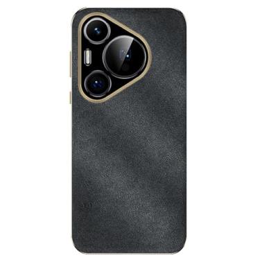 Imagem de LTLMYDAM Capa fina para Huawei Pura 70 Ultra/70 Pro/70 Pro+/70, capa luxuosa de couro macio e quente de inverno, capa de proteção antiarranhões, preta, 70 Pro