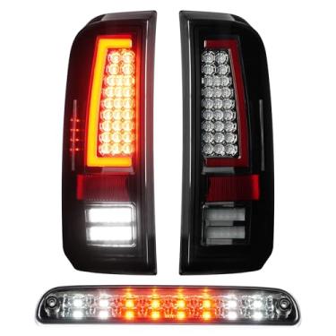 Imagem de Luzes traseiras de LED + 3º terço lâmpada de carga de freio para Ford F150 2008-2016 (modelo de cama Fleetside), conjunto de luz traseira de parada de montagem alta, lente fumê com carcaça cromada, 3