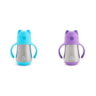 Imagem de Copos Sippy Cups Munchkin Cool Cat Toddler 240 ml em aço inoxidável