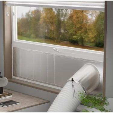 Imagem de Kit de vedação de janela prata para ar condicionado portátil - 【30% de isolamento térmico de para-sol universal】- Kit de vedação de ventilação de janela para AC e secadora de roupas - 100% vedação à