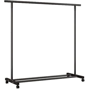 Imagem de LIFOND Suporte para roupas, trilho sobre rodas, suporte independente de metal resistente, fácil de montar para armazenamento de roupas, suporte de exibição para decoração de quarto B