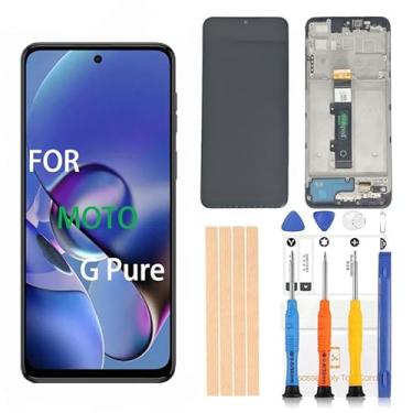 Imagem de Pishzeo Digitalizador LCD original de 6,5 polegadas para Motorola G Pure Screen Replacement XT2163 XT2163DL XT2163-4 Tela sensível ao toque, conjunto de digitalizador Full HD para Android 12+ (Mt-G