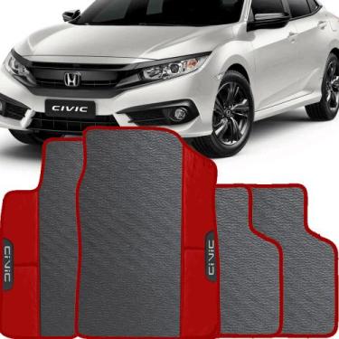 Imagem de Lindo jogo tapete 4 peças carro automotivo  na cor vermelho  honda civ