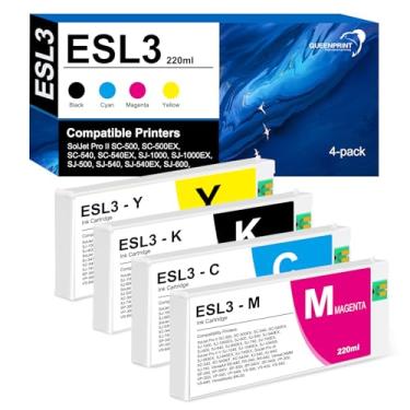 Imagem de QUEENPRINT High speed printing Cartucho de tinta ESL3 compatível com Roland ECO-SOL MAX 220 ml, cartuchos de tinta ESL3 ESL3-C ESL3-M ESL3-M ESL3-Y ESL3-BK, pacote com 4 (preto, ciano, magenta,