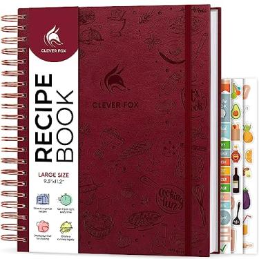 Imagem de Clever Fox Espiral de livro de receitas – Faça seu próprio livro de receitas de família – Organizador de caderno de receitas em branco – Diário de culinária vazio para escrever receitas – tamanho grande, 23,5 x 28,4 cm, capa dura (bordô)
