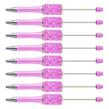 Imagem de Spritewelry Canetas de strass com contas de cristal brilhante, 10 peças, caneta esferográfica de diamante extravagante de plástico faça você mesmo para decoração de escritório, escola, violeta