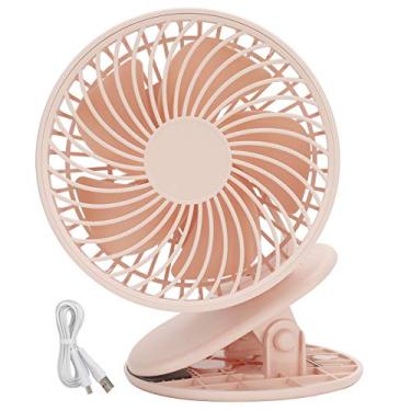 Imagem de Ventilador de mesa portátil 3 velocidades de de com clipe para escritório em casa e material de abds de quarto 450g leve alimentado por USB (Rosa)