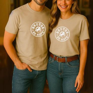 Imagem de Camiseta Algodão Unissex Casal Country Estampa Brutos Do Mato Modinha 