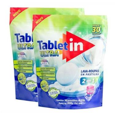 Imagem de 2 Pct Tablet In Ultra Lava-roupas 2x1 C/ 30 Pastilhas Anvisa