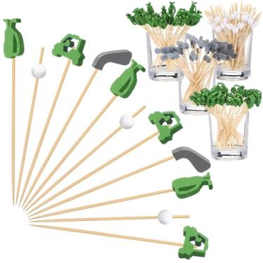 Imagem de Ninehaoou 200 palhetas de coquetel de golfe 12 cm palito de dente para aperitivo agitador de bebida decoração de festa de aniversário enfeite de cupcake sanduíche espeto de frutas bastão de bambu