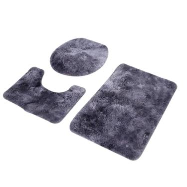 Imagem de aqxreight 3pcs Bath Rug Conjunto de Banheiro Macio Sem Deslizamento Tampa da Tampa do Banheiro Tapete de Tapete Decoronomello (Roxo #12)