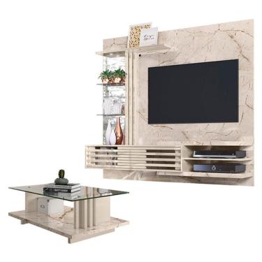 Imagem de Estante Home Theater Suspenso Com Mesa De Centro Frizz Supreme Calacata Off White – Madetec