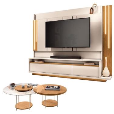 Imagem de Estante Home Theater Montane Off White Cinamomo E Kit Mesa De Centro Sky Cinamomo - Hb Móveis