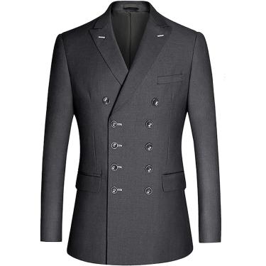 Imagem de Terno Masculino Blazer Jaqueta Negócios Casaco Esportivo Blazer De Casamento Lapela Contador Casaco Casual Negócios, Grey, 3XL