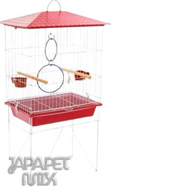 Imagem de Gaiola Viveiro Para Calopsita com Bandejas Laterais C/Pé Agapórnis Aves Mansas DUPLEX/TRIPLEX/STAR(VIVEIRO STAR - VERMELHO)