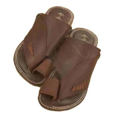 Imagem de Chinelos De Homem Atividades Ao Ar Livre, Sandálias Casuais Para Homem Antiderrapantes, Respiráveis ​​e Ortopédicas Para Aliviar Os Joanetes, Chinelos Abertos Fascite Plantar, Plantar(Dark brown,45 EU)