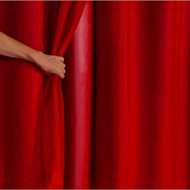 Imagem de Cortina Blackout PVC C/Voil Liso Blecaute Corta 100% a Luz Para Quarto, Sala, Escritório Em(Vermelho,2.80m x 1,80m)