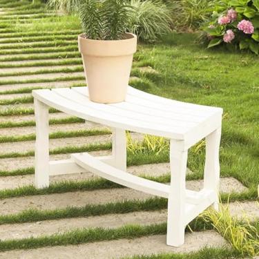 Imagem de Banco De Jardim Banco De Árvore Surround Madeira Semicircular Semicircular Semicircular Redonda Externa Para Jardim De Gramado, White