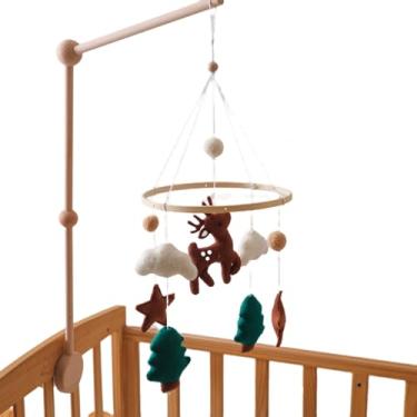 Imagem de Móbile para Berço - Móbil de Berço com Animais da Selva Cervos e Nuvens de Feltro,Brinquedos Sensoriais Casa Quarto Crianças Meninos Brincar Sesta Revelação Género Chá Bebé Aniversário