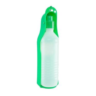Imagem de Bebedouro Portatil Pet Garrafa De Agua 500ml Para Cachorros Viagem Caminhada Carro Passeio Com Alça - Verde