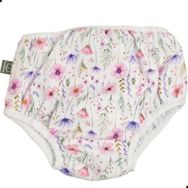 Imagem de Biquini com Fralda de Piscina Reutilizável Bebê Infantil Ecológica - BENIBEE (FLORES - P/M - 06 ate 10kg)